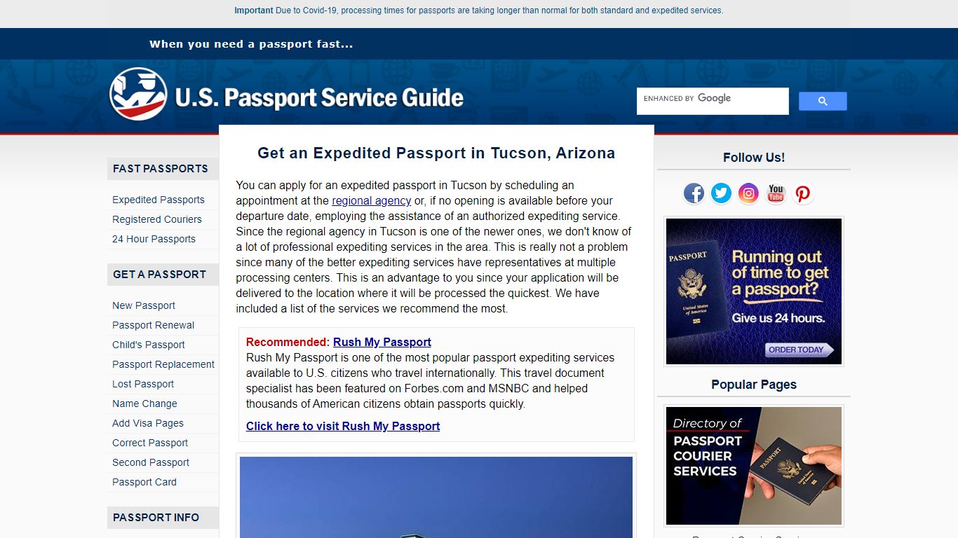 Get Expedited Passport in Tucson - U.S. Passport Service Guide